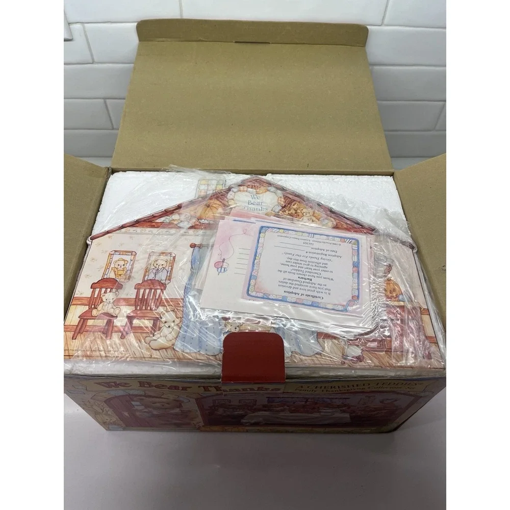 Cherished Teddies We Bear Thanks Thanksgiving Figurine Set in Box NWOT 1996 VTG